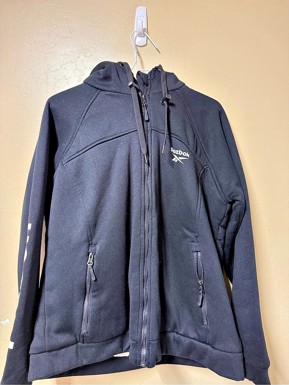 Reebok Sherpa Lined Full Zip Hoodie Men's Black Jacket